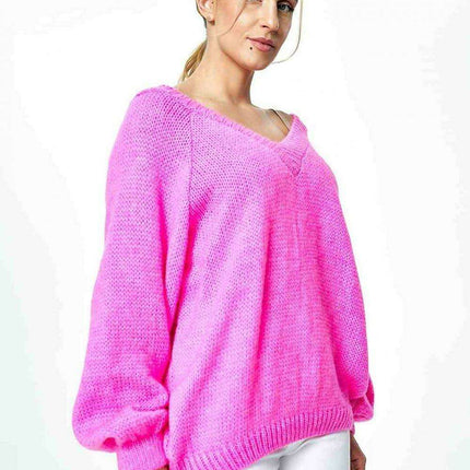 Elegant Wide Sleeve Deep V-Neck Sweater - Très Elite