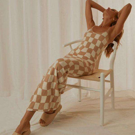 Elegant Wind Print Slim Fit Maxi Dress - Très Elite