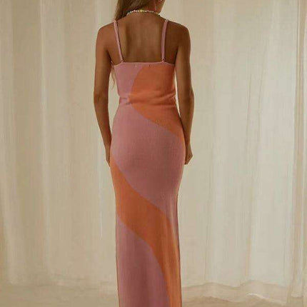 Elegant Wind Print Slim Fit Maxi Dress - Très Elite