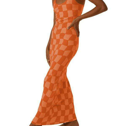 Elegant Wind Print Slim Fit Maxi Dress - Très Elite