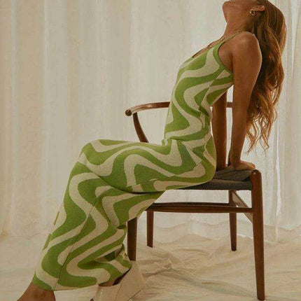 Elegant Wind Print Slim Fit Maxi Dress - Très Elite