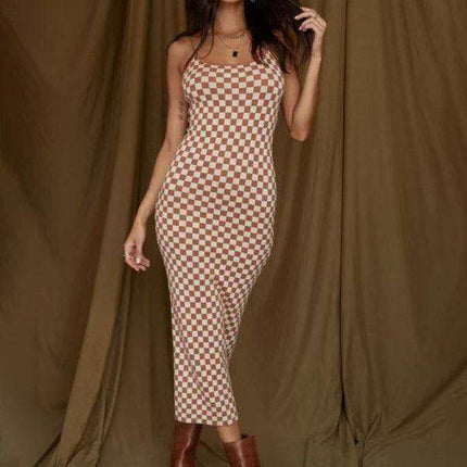 Elegant Wind Print Slim Fit Maxi Dress - Très Elite