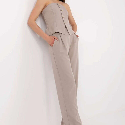 Elegant Women Vest And Pants Set 212274 Draped Silhouette - Très Elite