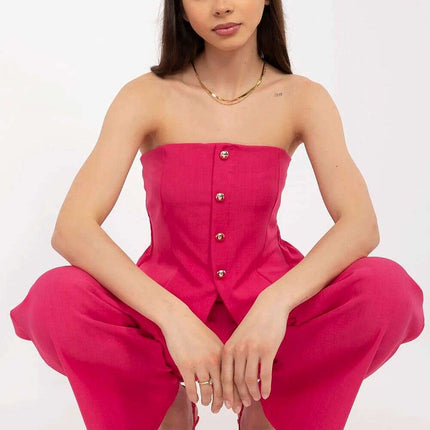 Elegant Women Vest And Pants Set 212274 Draped Silhouette - Très Elite