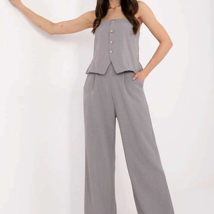 Elegant Women Vest And Pants Set 212274 Draped Silhouette - Très Elite
