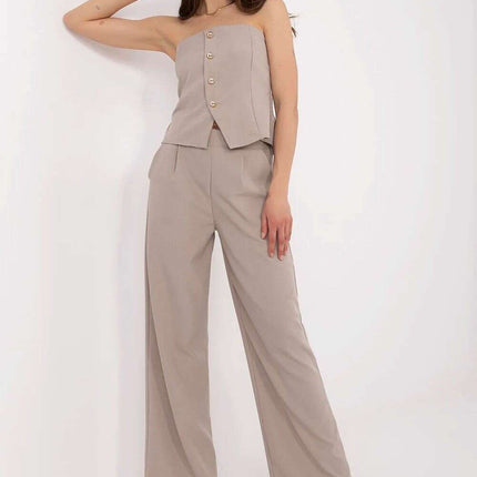 Elegant Women Vest And Pants Set 212274 Draped Silhouette - Très Elite
