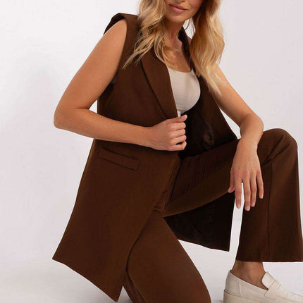 Elegant Womens High Waisted Trousers And Vest Set Outfit