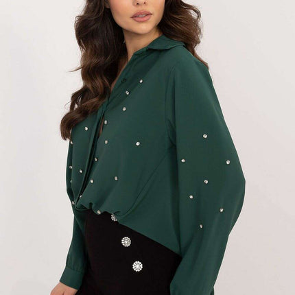 Elegant Womens Long Sleeve Shirt With Zircons 203325 - Très Elite