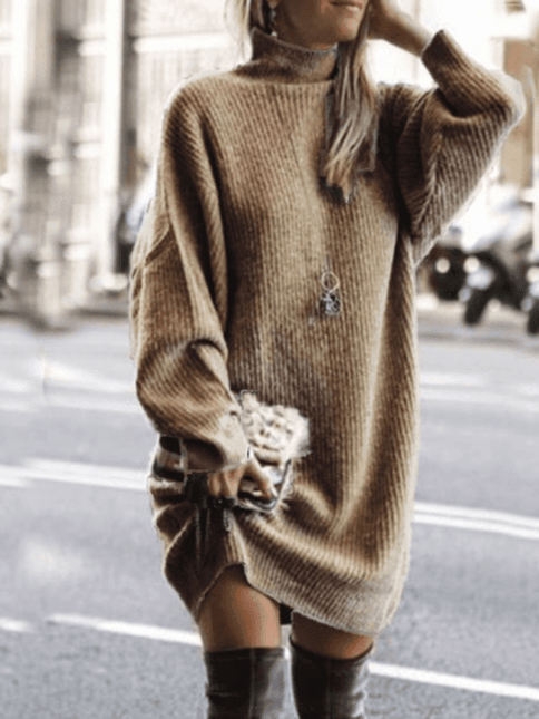 Elegant Women's Loose Fit Knit Sweater Dress