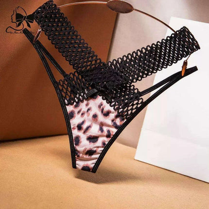 Elegant Women's Low Rise Ice Silk Thong with Chic Ribbons - Fashionable & Sporty Underwear - Très Elite