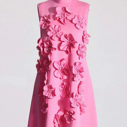 Elegant Women's Patchwork Lace-Up Sleeveless Dress with Stand Collar - Très Elite