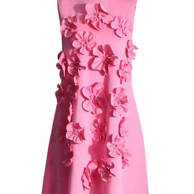 Elegant Women's Patchwork Lace-Up Sleeveless Dress with Stand Collar