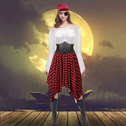 Elegant Women's Swashbuckler Costume – Corset and Flowing Skirt for Halloween and Themed Events - Très Elite