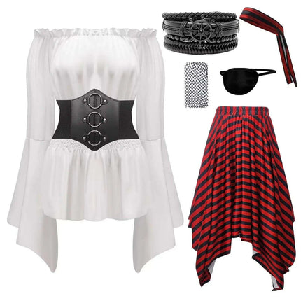Elegant Women's Swashbuckler Costume – Corset and Flowing Skirt for Halloween and Themed Events - Très Elite