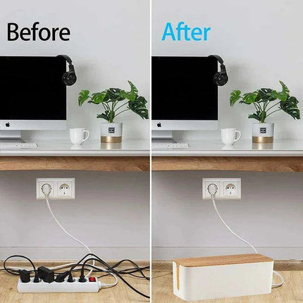 Elegant Wooden Cable Management Box with Enhanced Cooling Features and Versatile Aesthetics..