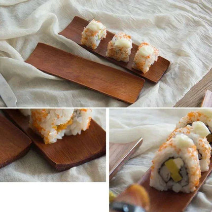 Elegant Wooden Serving Platter for Sushi, Dumplings, and Bakery Treats - Oblong Kitchen Essential - Très Elite