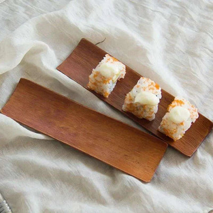 Elegant Wooden Serving Platter for Sushi, Dumplings, and Bakery Treats - Oblong Kitchen Essential - Très Elite