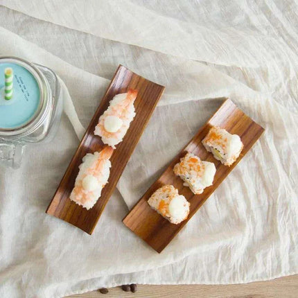 Elegant Wooden Serving Platter for Sushi, Dumplings, and Bakery Treats - Oblong Kitchen Essential - Très Elite