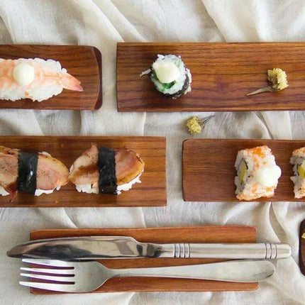 Elegant Wooden Serving Platter for Sushi, Dumplings, and Bakery Treats - Oblong Kitchen Essential - Très Elite