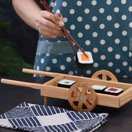 Elegant Wooden Sushi Presentation Platter - Stylish Japanese Dining Essential for Sushi and Snacks - Très Elite