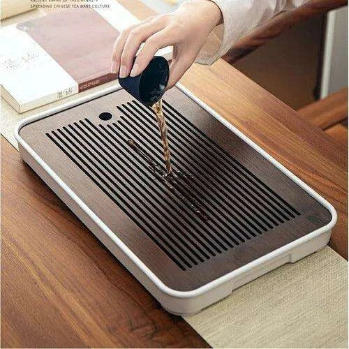 Elegant Wooden Tea Set with Nordic Coasters and Mess-Free Serving Design