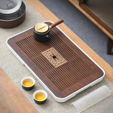 Elegant Wooden Tea Set with Nordic Coasters and Mess-Free Serving Design - Très Elite