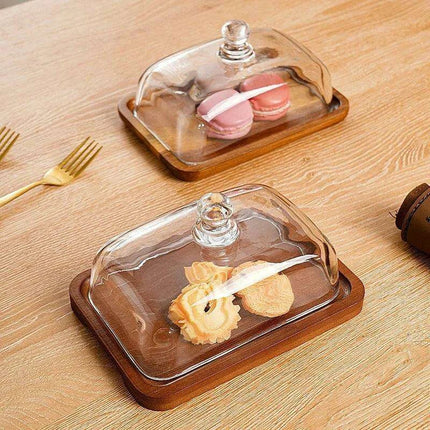 Elegant Wooden and Glass Tiered Dessert Stand – Perfect for Showcasing Cakes, Macarons, and Fresh Fruits at Special Events..