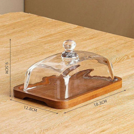 Elegant Wooden and Glass Tiered Dessert Stand – Perfect for Showcasing Cakes, Macarons, and Fresh Fruits at Special Events..