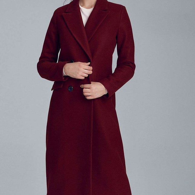 Elegant Wool Blend Long Double Breasted Overcoat For Women