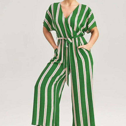 Elegant Wrap Front Wide-Leg Jumpsuit with Kimono Sleeves - Très Elite