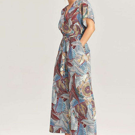 Elegant Wrap Front Wide-Leg Jumpsuit with Kimono Sleeves - Très Elite