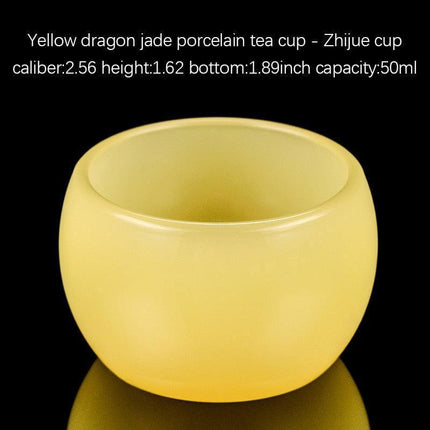 Elegant Yellow Dragon Jade Porcelain Zen Tea Cup for Tea Enthusiasts - Très Elite