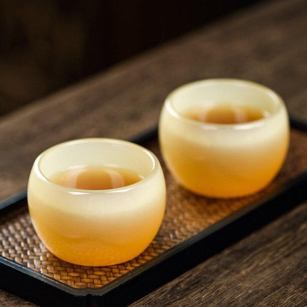 Elegant Yellow Dragon Jade Porcelain Zen Tea Cup for Tea Enthusiasts - Très Elite