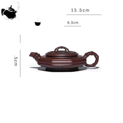 Elegant Yixing Purple Clay Bamboo-Inspired Kung Fu Tea Set - 120ml Teapot - Très Elite
