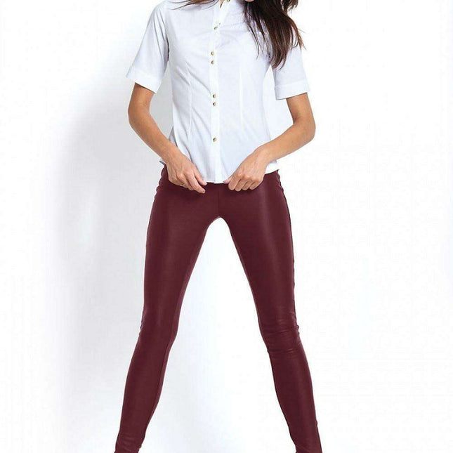 Elegant Zip Up Eco Leather Leggings Vegan Premium Style