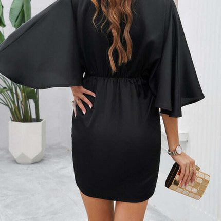 Elegant solid color waist dress for spring and summer - Très Elite