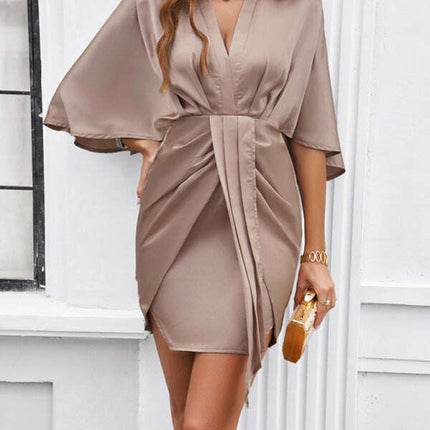 Elegant solid color waist dress for spring and summer - Très Elite