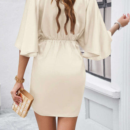 Elegant solid color waist dress for spring and summer - Très Elite
