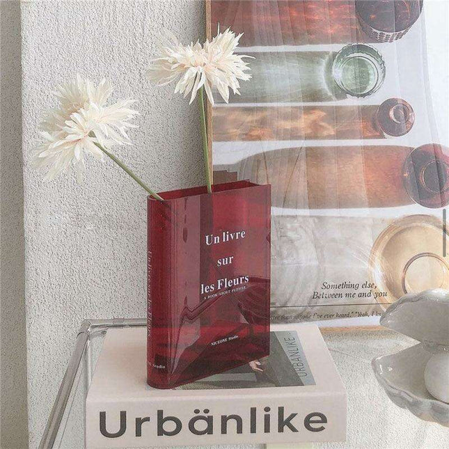 Elegantly Crafted Clear Acrylic Book Vase for Stylish Home Decor