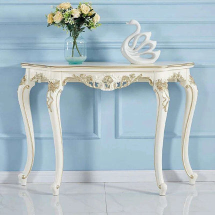 Elegantly Crafted Vintage Wood Half-Moon Console Table - Très Elite
