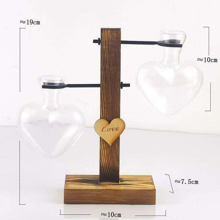 Elegantly Handcrafted Wooden Hydroponic Vase - Enhance Your Tabletop Aesthetic - Très Elite