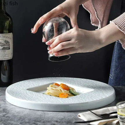 Elevate Your Culinary Presentation with Elegant Stone-Inspired Ceramic Plate Set - Très Elite