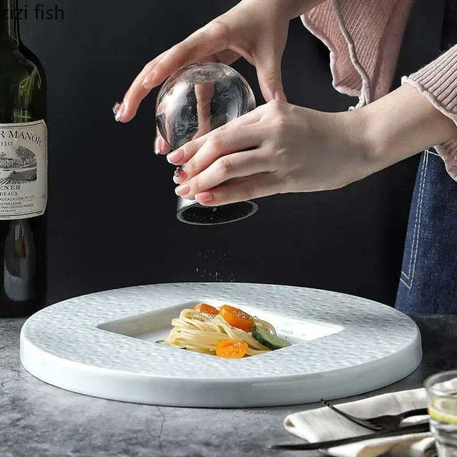 Elevate Your Culinary Presentation with Elegant Stone-Inspired Ceramic Plate Set - Très Elite