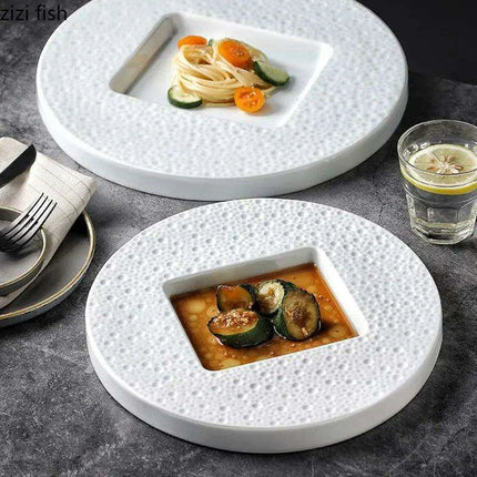 Elevate Your Culinary Presentation with Elegant Stone-Inspired Ceramic Plate Set - Très Elite
