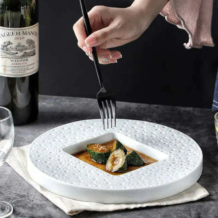 Elevate Your Culinary Presentation with Elegant Stone-Inspired Ceramic Plate Set - Très Elite