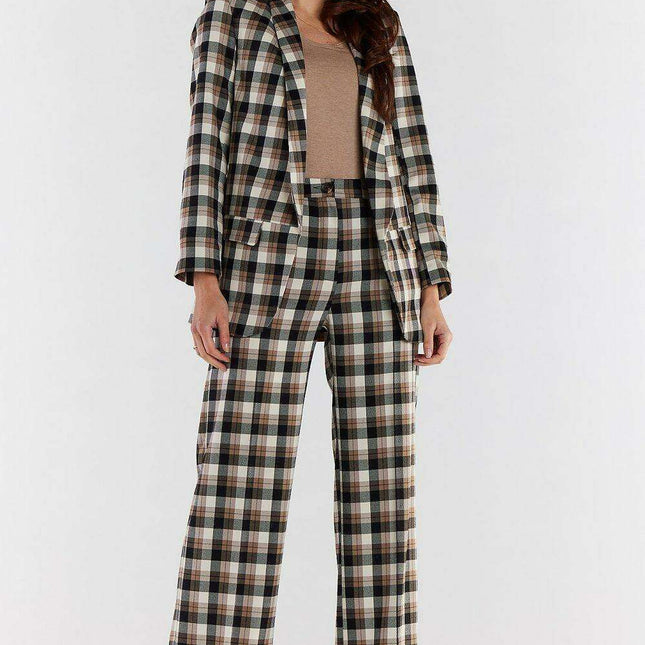 Elevated High-Waist Wide-Leg Trousers with Sleek Zip Closure