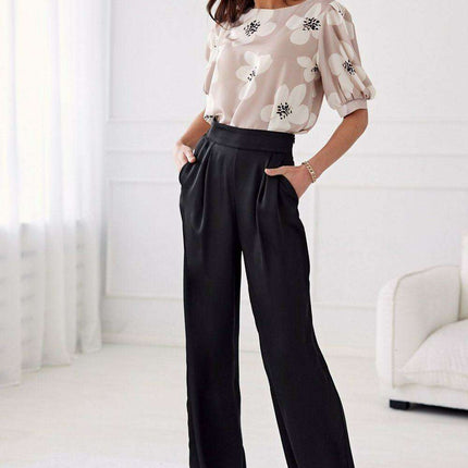 Elsa Satin Wide Leg Trousers by Roco Fashion - Très Elite