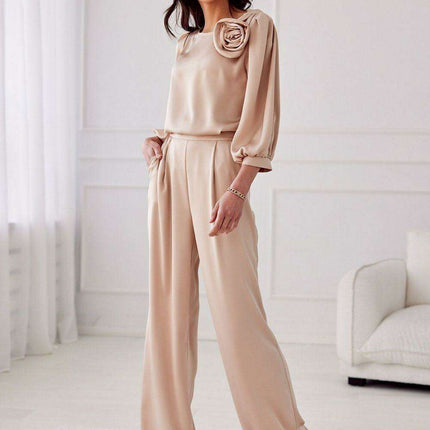 Elsa Satin Wide Leg Trousers by Roco Fashion