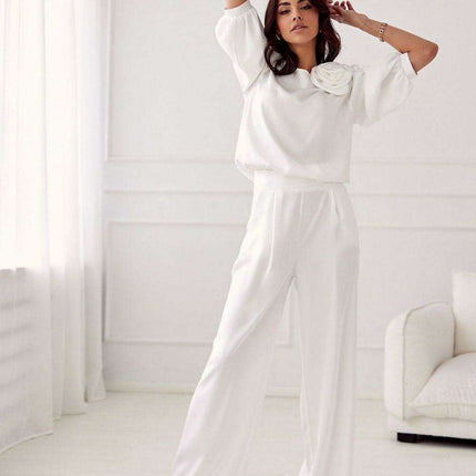 Elsa Satin Wide Leg Trousers by Roco Fashion - Très Elite