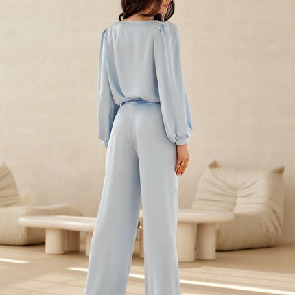 Elsa Satin Wide Leg Trousers by Roco Fashion - Très Elite